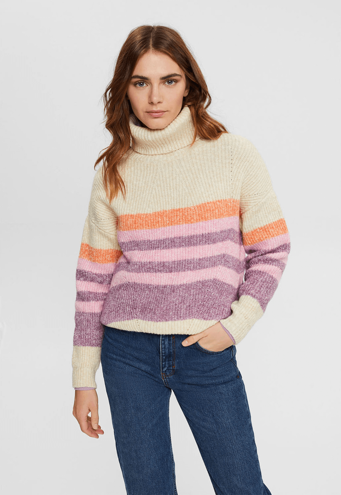 Sweater Rayas Cuello Alto Mujer Esprit