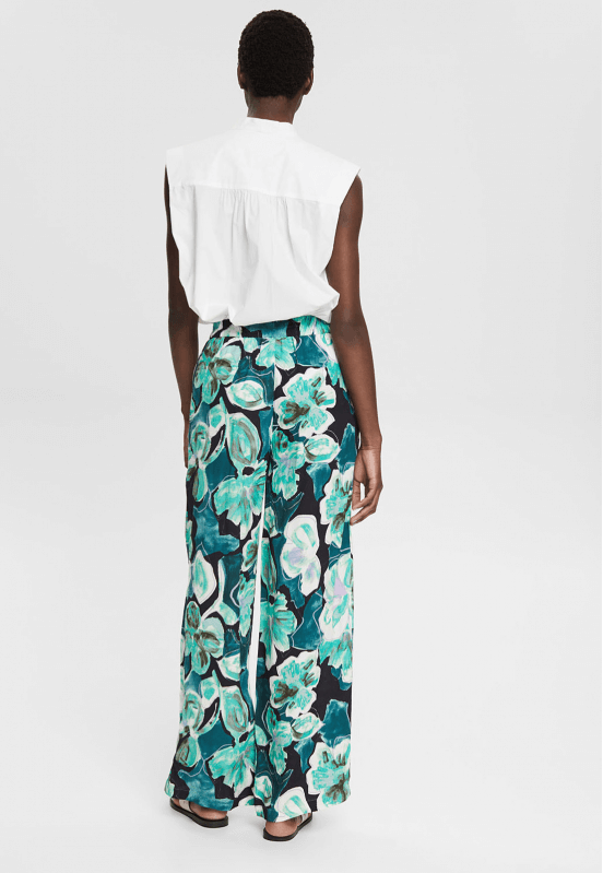 Pantalón ancho estampado verdes - Mujer